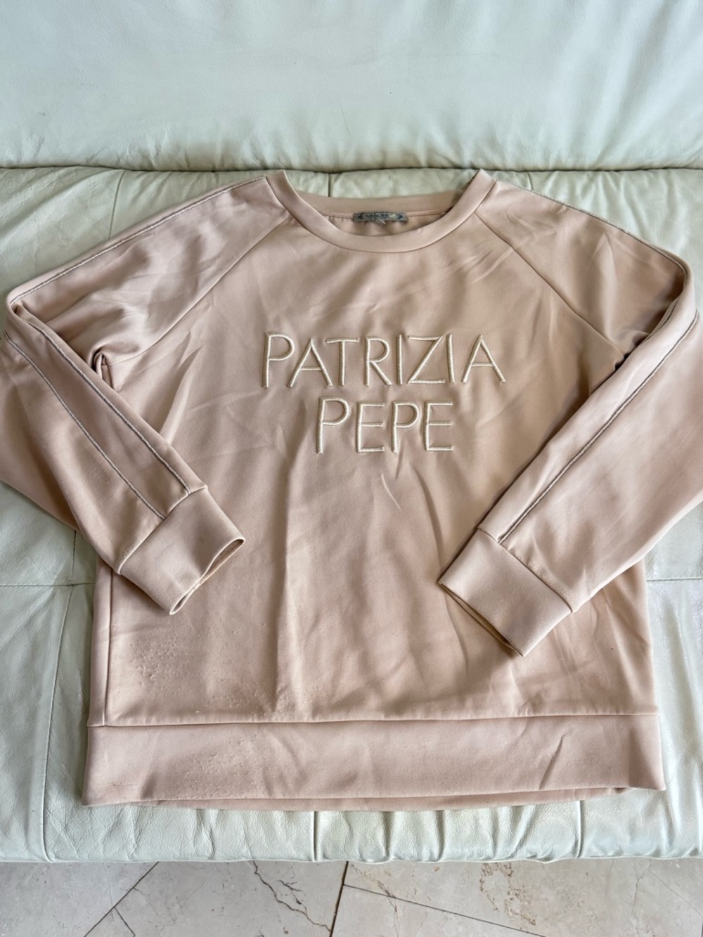 Patrizia Pepe Light Blush Crewneck Oversized Sweater